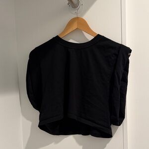 Zara Black Cropped Boxy Crew Top